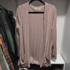 Women's Ribbed Open Front Cardigan Sweater - Pink